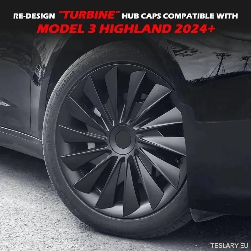 18" Tesla Model 3+ Highland Performance Induction Style Wheel Covers - Gloss Black - TESLARY Tesla Shop Accessories Europe Nederlands Ireland Deutschland Espana Alicante France Italia