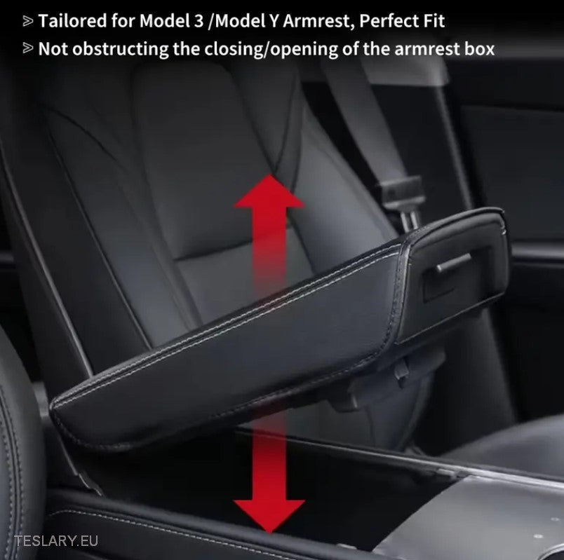 Tesla Mode 3/Y Centre Console PU Leather Armrest Cover in Black or White -TESLARY.IE Tesla Shop Europe