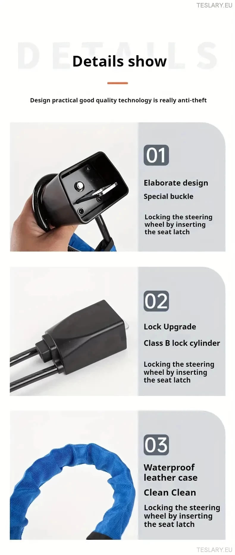 Steering Wheel to Seat Belt Security Lock For Tesla Model 3 Y S X