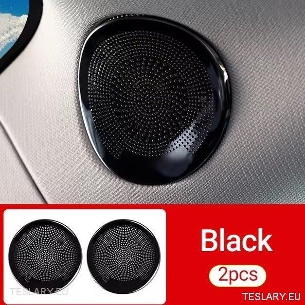 Tesla 3/Y Interior Front Circular Speaker Cover Silver ( PAIR ) - TESLARY Tesla Shop Accessories Europe Nederlands Ireland Deutschland Espana Alicante France Italia