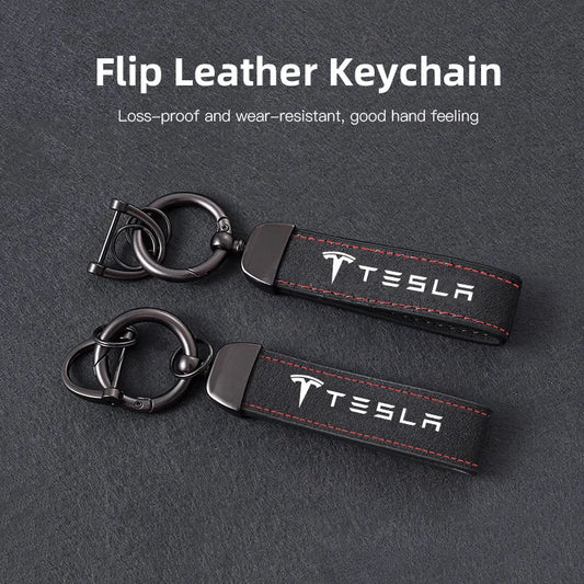 Essentiële Tesla Suede Sleutelhanger met Stijl en Luxe