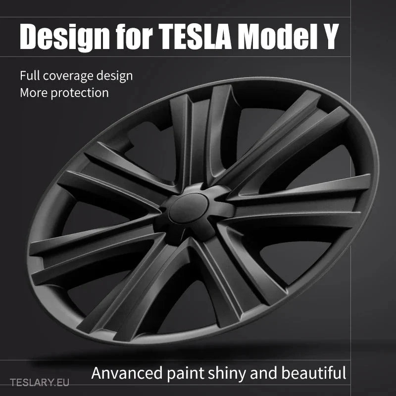 TESLA MODEL Y 19" BLADE STYLE FULL COVER WHEEL HUBS -TESLARY.IE Tesla Shop Europe