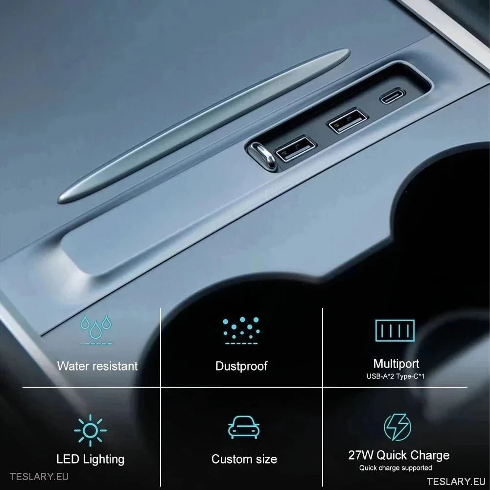3 in 1 USB Premium Expansion Hub for Tesla 3/Y - TESLARY Tesla Shop Accessories Europe Nederlands Ireland Deutschland Espana Alicante France Italia