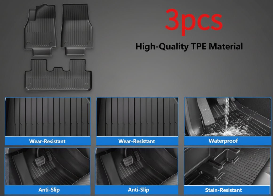 3D TPE All Weather Floor Mats LHD for Tesla Model 3 , Model 3 Highland , Model Y and Model Juniper - TESLARY Tesla Shop Accessories Europe Nederlands Dublin Cork Ireland Deutschland Espana Alicante France Italia