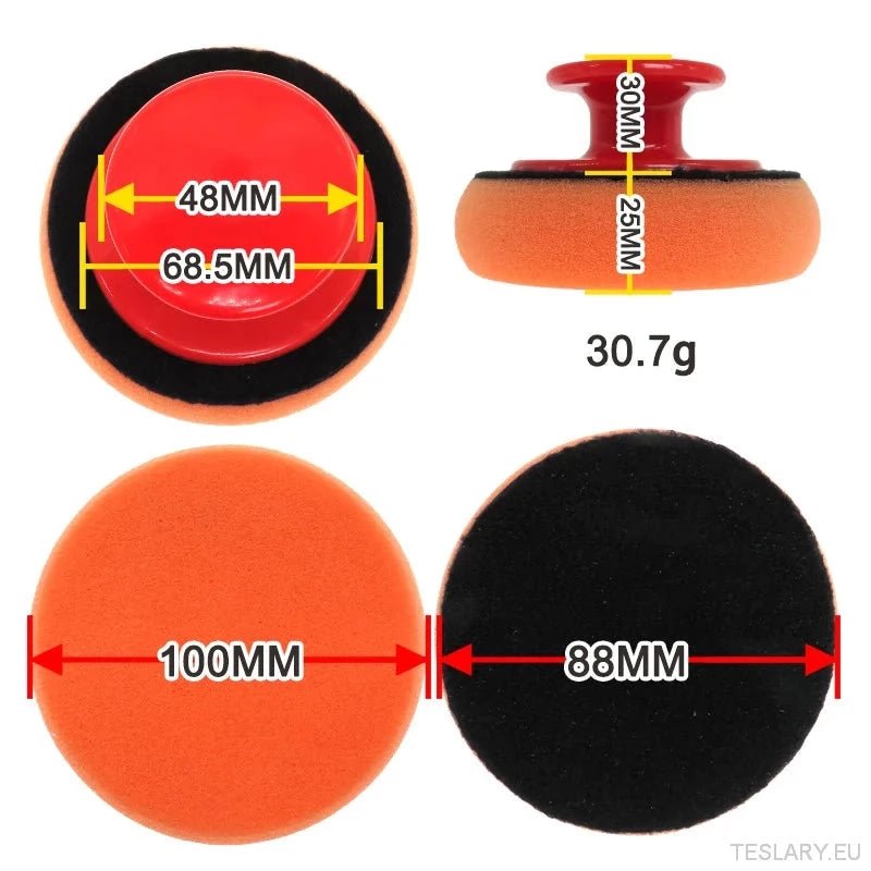 4 Inch Car Wax Applicator Pads Set with Red Handle Soft Sponge Applicators Foam Wax Pad for Polishing and Cleaning Cars - TESLARY Tesla Shop Accessories Europe Nederlands Dublin Cork Ireland Deutschland Espana Alicante France Italia