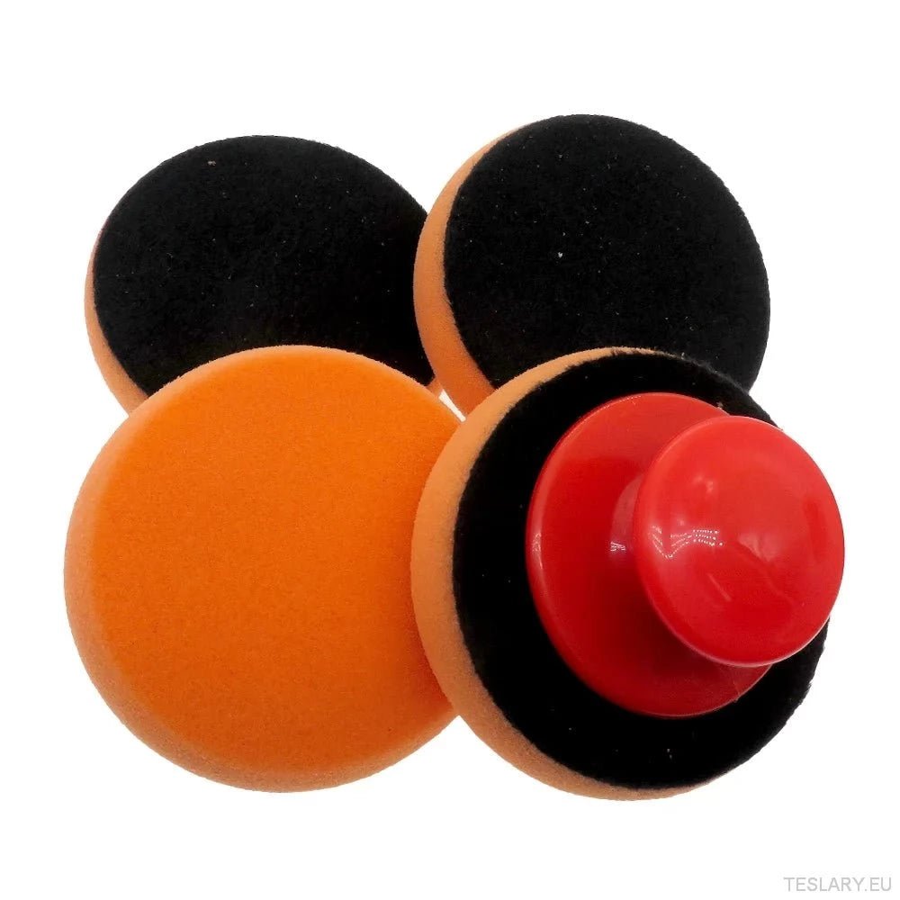 4 Inch Car Wax Applicator Pads Set with Red Handle Soft Sponge Applicators Foam Wax Pad for Polishing and Cleaning Cars - TESLARY Tesla Shop Accessories Europe Nederlands Ireland Deutschland Espana Alicante France Italia
