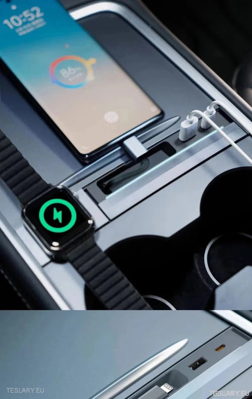 4 Port USB Smart Hub for Tesla 3/Y Including Apple Watch Support - TESLARY Tesla Shop Accessories Europe Nederlands Ireland Deutschland Espana Alicante France Italia