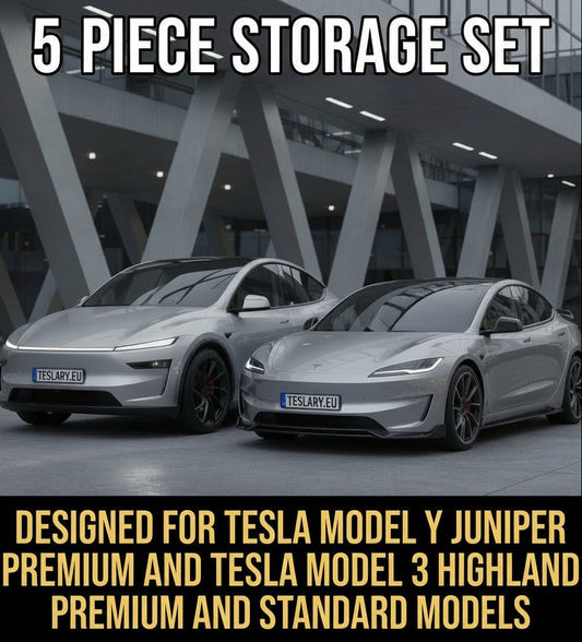 5pcs/Set Center Console Organiser Tray Set for Tesla Model Y Juniper Premium & Model 3+ Highland Standard & Premium - TESLARY Tesla Shop Accessories Europe Nederlands Dublin Cork Ireland Deutschland Espana Alicante France Italia