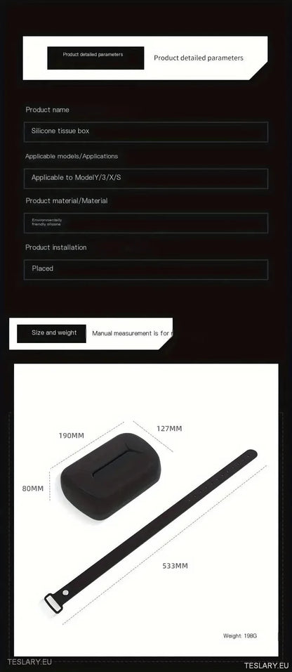 Tesla 3/Y/X/S Silicone Tissue Holder with Adjustable Strap