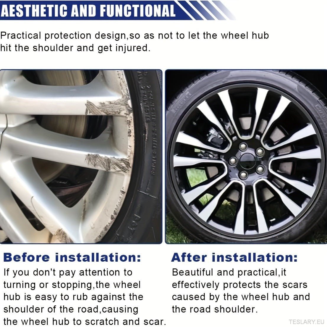 8M Car Wheel Rim Edge Protector, Rubber Wheel Hub Rim Guard, Vehicle Tyre Rim Decor Sticker Strip, Universal Automotive Accessories for Curb Rash and Wheel Scratch Prevention - TESLARY Tesla Shop Accessories Europe Nederlands Dublin Cork Ireland Deutschland Espana Alicante France Italia