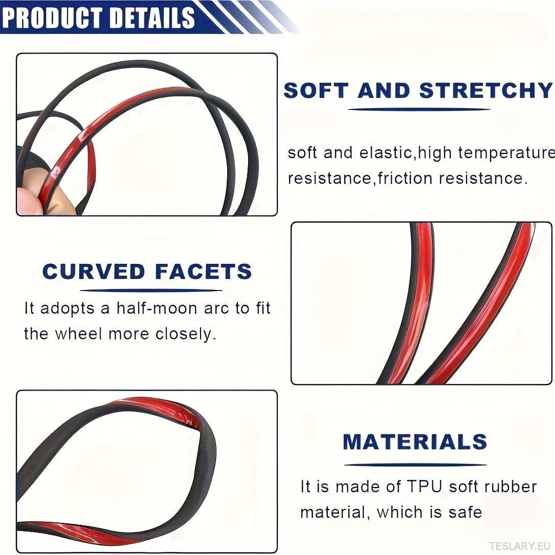 8M Car Wheel Rim Edge Protector, Rubber Wheel Hub Rim Guard, Vehicle Tyre Rim Decor Sticker Strip, Universal Automotive Accessories for Curb Rash and Wheel Scratch Prevention - TESLARY Tesla Shop Accessories Europe Nederlands Dublin Cork Ireland Deutschland Espana Alicante France Italia