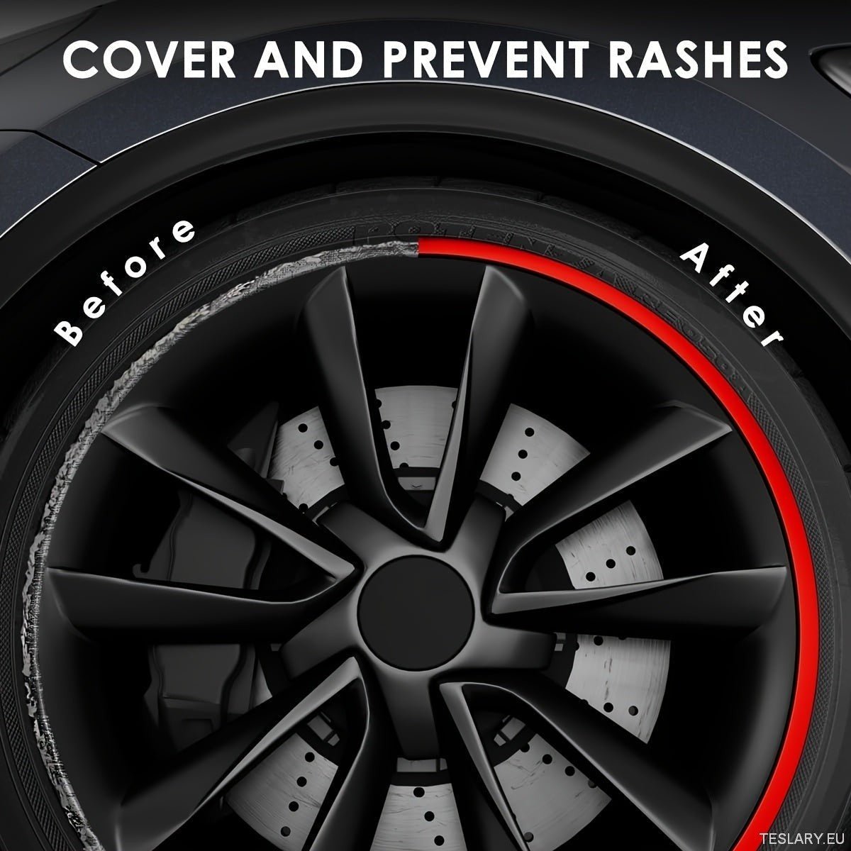 8M Car Wheel Rim Edge Protector, Rubber Wheel Hub Rim Guard, Vehicle Tyre Rim Decor Sticker Strip, Universal Automotive Accessories for Curb Rash and Wheel Scratch Prevention - TESLARY Tesla Shop Accessories Europe Nederlands Dublin Cork Ireland Deutschland Espana Alicante France Italia