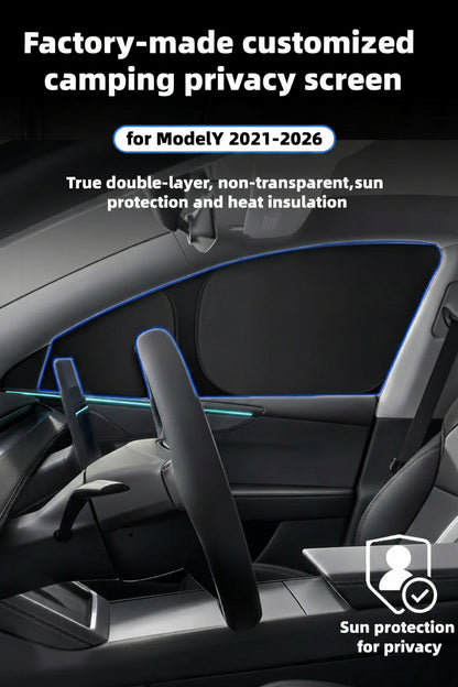 Tesla Model Y & Model Y Juniper Premium & Standard Sun Protection & Privacy Shades for Campling & Sun Protection 8 Shades Easy Installation Buy From Europes Teslary.eu Ireland Portugal Espana Deutschland Italia France Sweden