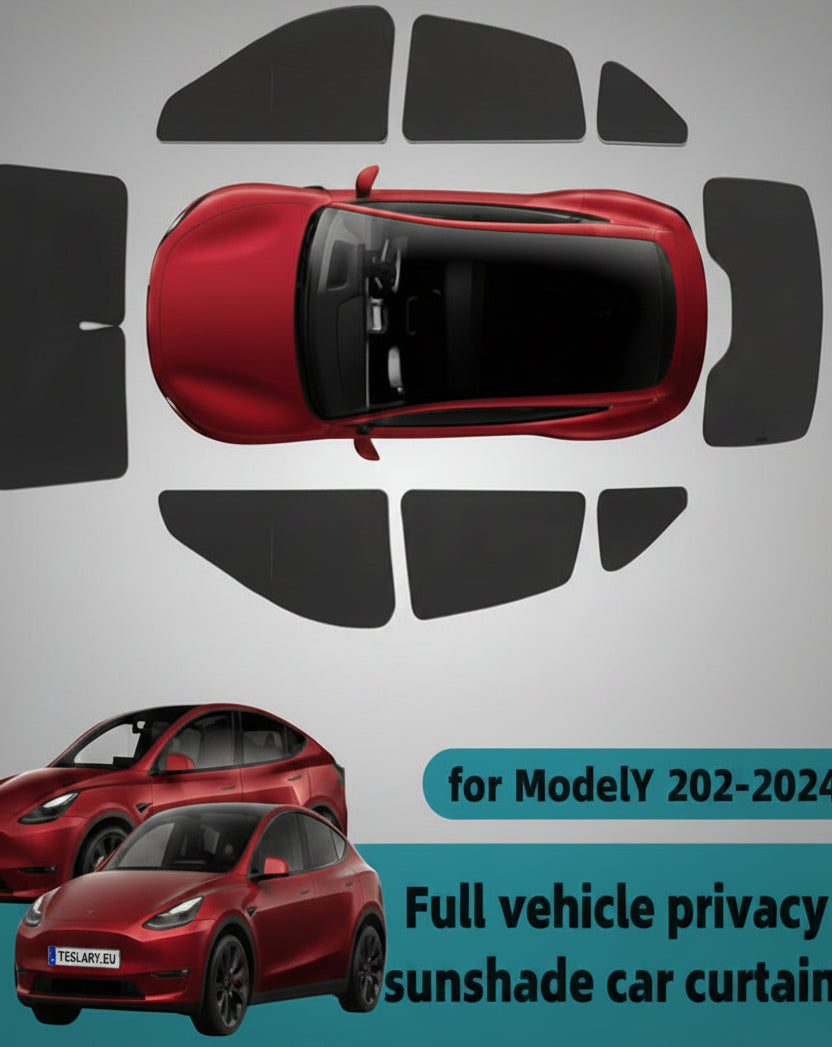 Tesla Model Y & Model Y Juniper Premium & Standard Sun Protection & Privacy Shades for Campling & Sun Protection 8 Shades Easy Installation Buy From Europes Teslary.eu