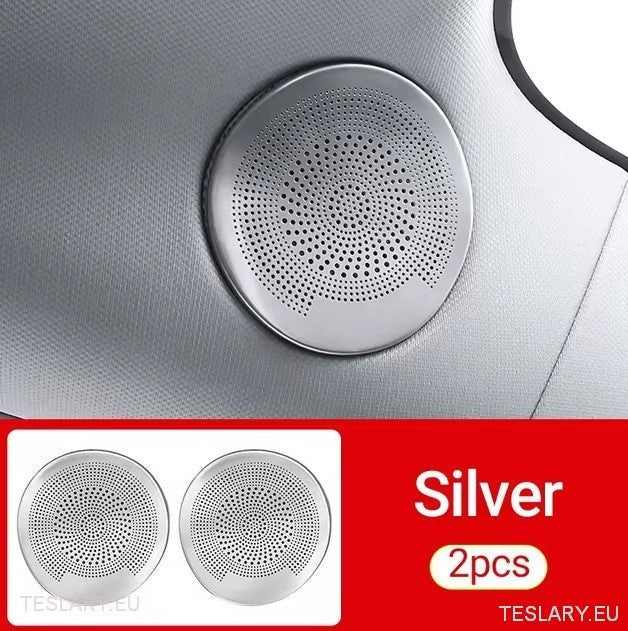 Tesla 3/Y Interior Front Circular Speaker Cover Silver ( PAIR )