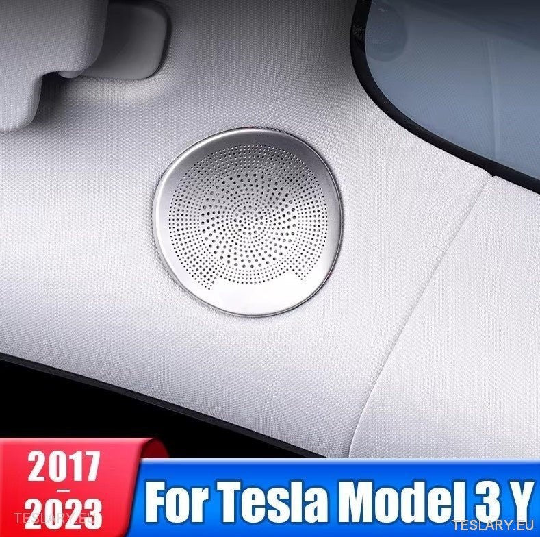 Tesla 3/Y Interior Front Circular Speaker Cover Silver ( PAIR )