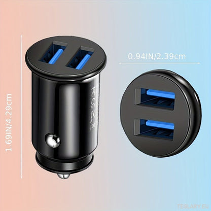 Mini USB Car Charger 2 Ports Fast Charger Adapter for EVs Including Tesla , BYD & Many More
