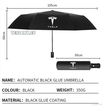 Black Wind & Rain Resistant Umbrella with Tesla Logo - TESLARY Tesla Shop Accessories Europe Nederlands Ireland Deutschland Espana Alicante France Italia