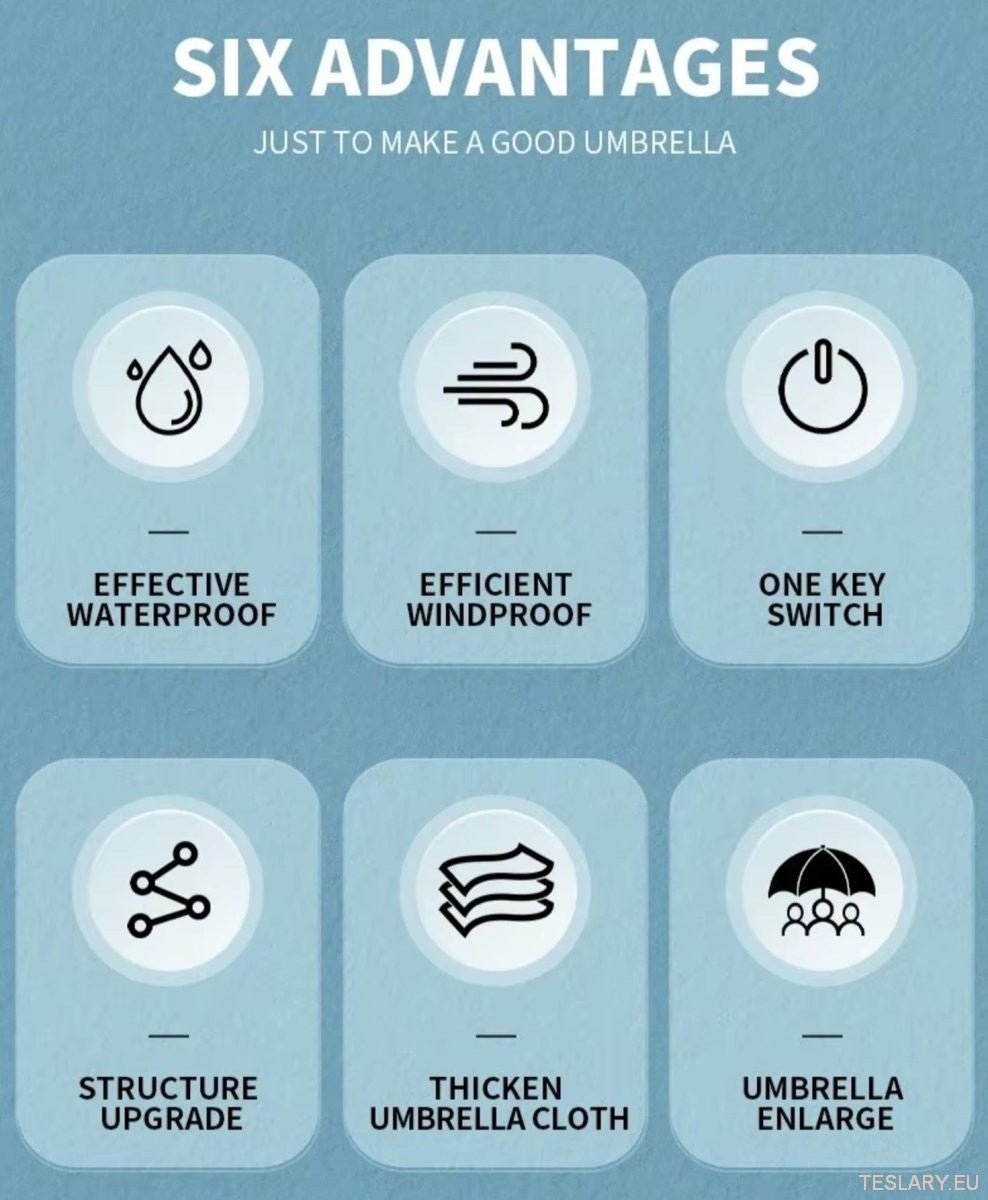 Black Wind & Rain Resistant Umbrella with Tesla Logo - TESLARY Tesla Shop Accessories Europe Nederlands Dublin Cork Ireland Deutschland Espana Alicante France Italia