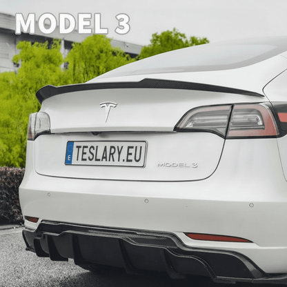 Blade Style 2026 Updated Trunk Spoiler in Carbon Fibre Gloss and Matte Style for Tesla Model 3 , Highland & Model Y - TESLARY Tesla Shop Accessories Europe Nederlands Dublin Cork Ireland Deutschland Espana Alicante France Italia
