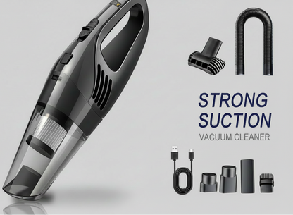 Car Vacuum Cleaner, Handheld Vacuum Cleaner with 6000PA Super Strong Suction, 1800mAh Large Capacity, Low Noise, with Five Matching Accessories for Car Interior Care, Home And Pet Cleaning, Ideal Accessory for your Tesla