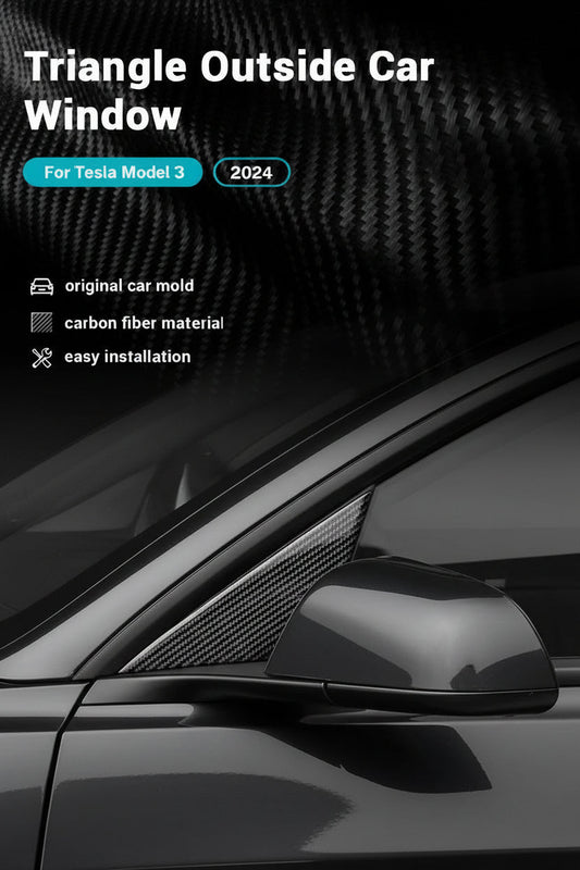 Carbon Fiber Exterior Side Mirror Trim Panel Cover For Tesla Model 3 Highland in Black or Red - TESLARY Tesla Shop Accessories Europe Nederlands Dublin Cork Ireland Deutschland Espana Alicante France Italia