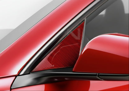 Carbon Fiber Exterior Side Mirror Trim Panel Cover For Tesla Model 3 Highland in Black or Red - TESLARY Tesla Shop Accessories Europe Nederlands Dublin Cork Ireland Deutschland Espana Alicante France Italia