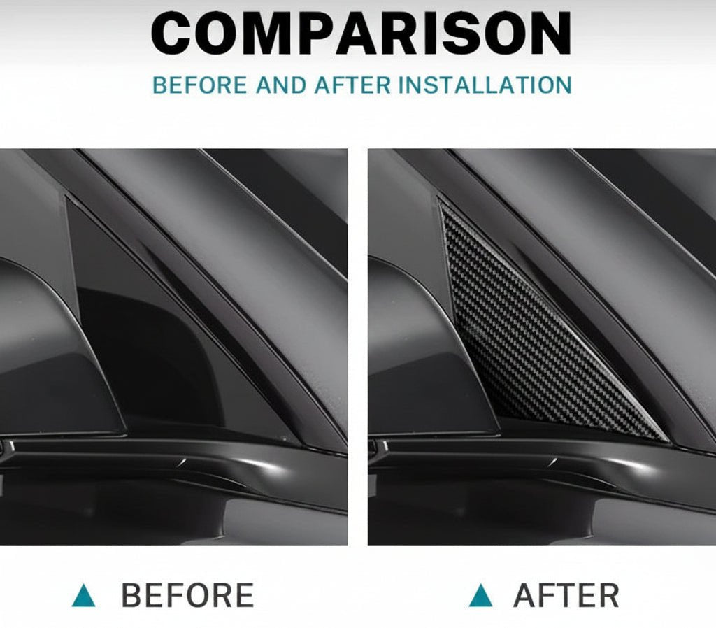 Carbon Fiber Exterior Side Mirror Trim Panel Cover For Tesla Model 3 Highland in Black or Red - TESLARY Tesla Shop Accessories Europe Nederlands Dublin Cork Ireland Deutschland Espana Alicante France Italia