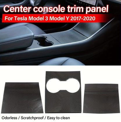 Centre Console TPU Covers in Black & White Carbon and Wood Grain for Tesla Model 3 / Y - TESLARY Tesla Shop Accessories Europe Nederlands Dublin Cork Ireland Deutschland Espana Alicante France Italia