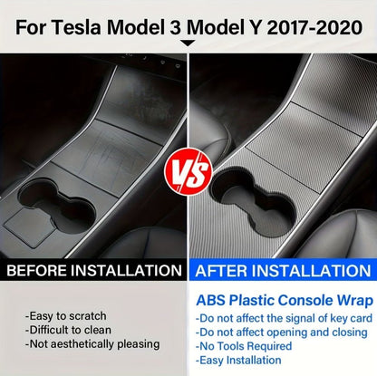 Centre Console TPU Covers in Black & White Carbon and Wood Grain for Tesla Model 3 / Y - TESLARY Tesla Shop Accessories Europe Nederlands Dublin Cork Ireland Deutschland Espana Alicante France Italia