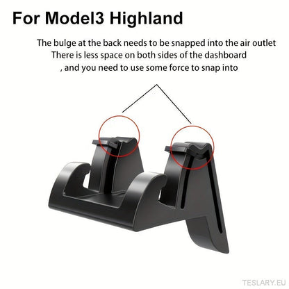 Phone Holder for Tesla Model 3 / Y - Snap-On Dashboard & Air Vent Mount, Adjustable Silicone