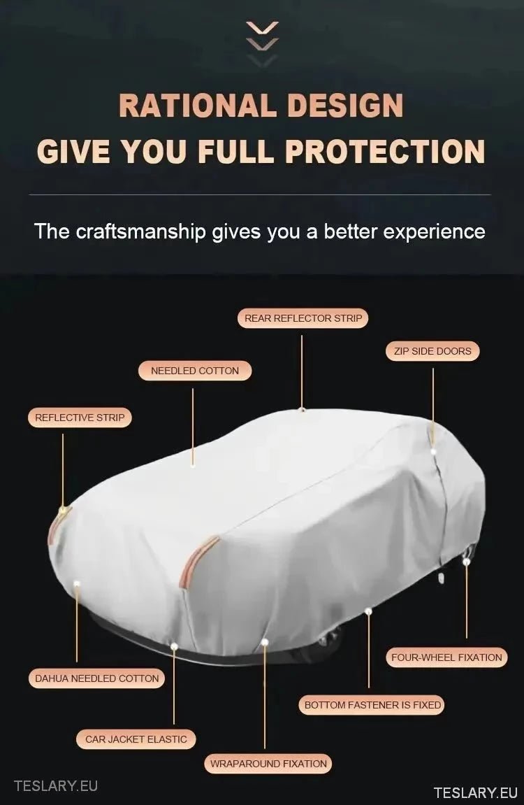 Indoor/Outdoor Universal 4.9M Car Cover/Protector - Black - TESLARY Tesla Shop Accessories Europe Nederlands Ireland Deutschland Espana Alicante France Italia