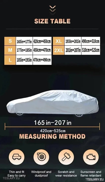Indoor/Outdoor Universal 4.9M Car Cover/Protector - Black - TESLARY Tesla Shop Accessories Europe Nederlands Ireland Deutschland Espana Alicante France Italia
