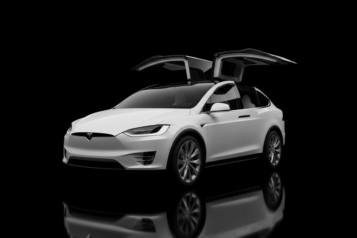 Tesla Model X white on black background