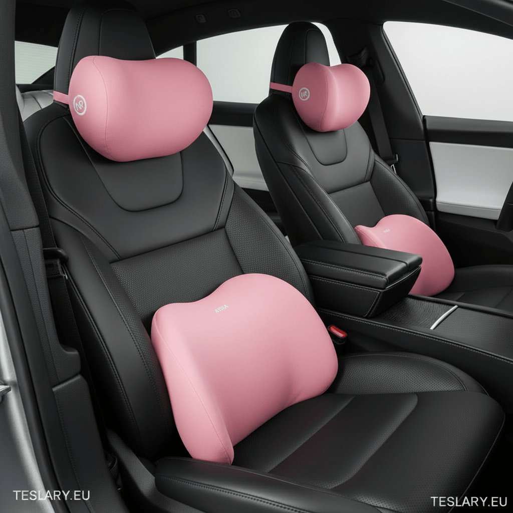 Memory Foam Neck Pillow & Back Support Cushion for All Tesla Models ( 4 Pillows Driver & Passenger ) - TESLARY Tesla Shop Accessories Europe Nederlands Dublin Cork Ireland Deutschland Espana Alicante France Italia