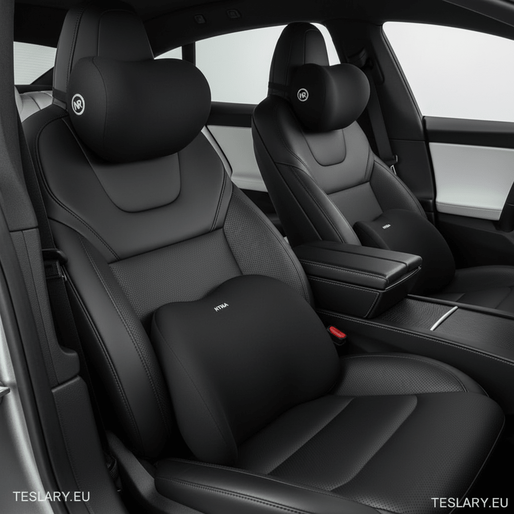 Memory Foam Neck Pillow & Back Support Cushion for All Tesla Models ( 4 Pillows Driver & Passenger ) - TESLARY Tesla Shop Accessories Europe Nederlands Dublin Cork Ireland Deutschland Espana Alicante France Italia