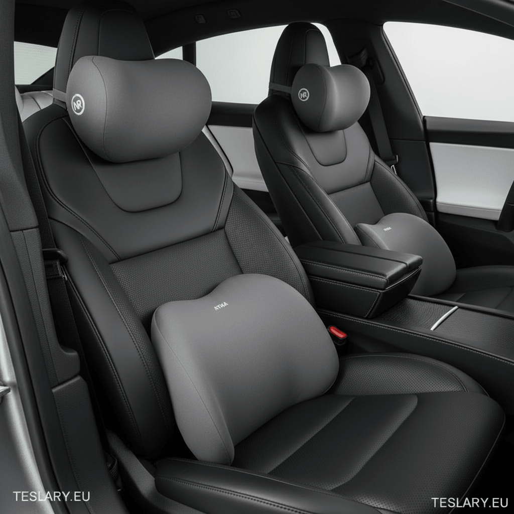 Memory Foam Neck Pillow & Back Support Cushion for All Tesla Models ( 4 Pillows Driver & Passenger ) - TESLARY Tesla Shop Accessories Europe Nederlands Dublin Cork Ireland Deutschland Espana Alicante France Italia
