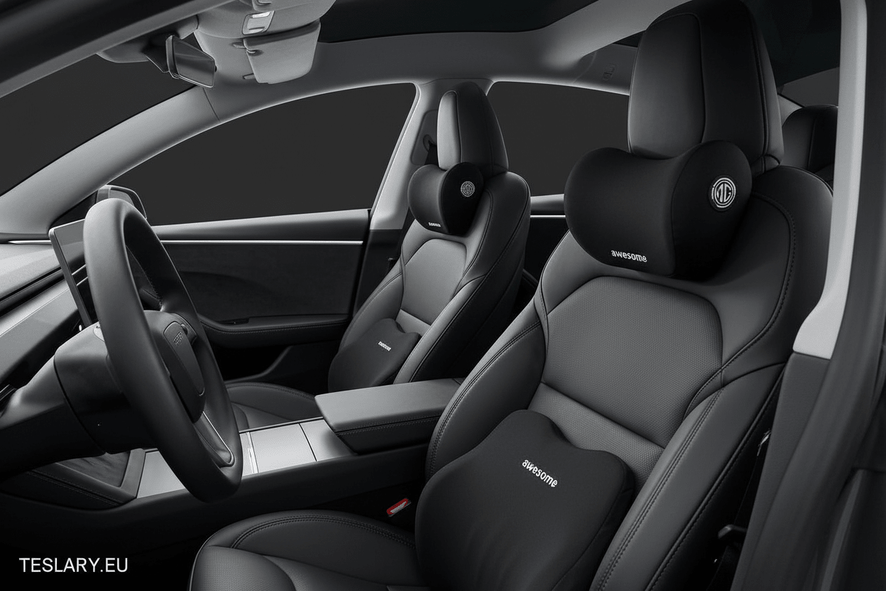 Memory Foam Neck Pillow & Back Support Cushion for All Tesla Models ( 4 Pillows Driver & Passenger ) - TESLARY Tesla Shop Accessories Europe Nederlands Dublin Cork Ireland Deutschland Espana Alicante France Italia