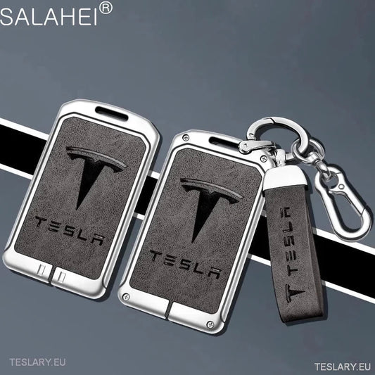 Metal Leather Key Case Cover for Tesla 3/Y RFID Key with Logo - TESLARY Tesla Shop Accessories Europe Nederlands Dublin Cork Ireland Deutschland Espana Alicante France Italia