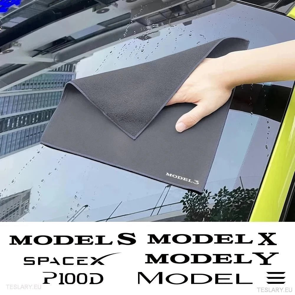 Microfibre Towel with Tesla Model Logo - TESLARY Tesla Shop Accessories Europe Nederlands Ireland Deutschland Espana Alicante France Italia