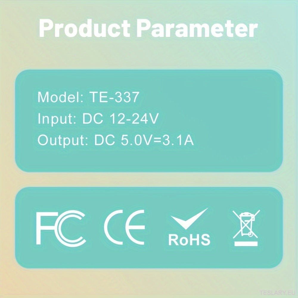 Mini USB Car Charger 2 Ports Fast Charger Adapter for EVs Including Tesla , BYD & Many More - TESLARY Tesla Shop Accessories Europe Nederlands Dublin Cork Ireland Deutschland Espana Alicante France Italia
