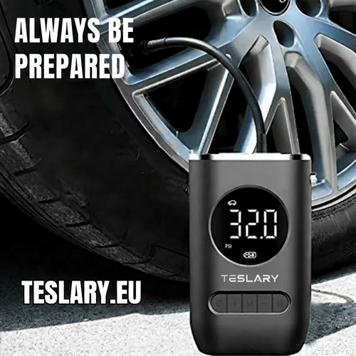 Portable Battery Powered Tyre Compressor for Tesla , BYD , MG & Other EVs - TESLARY Tesla Shop Accessories Europe Nederlands Dublin Cork Ireland Deutschland Espana Alicante France Italia