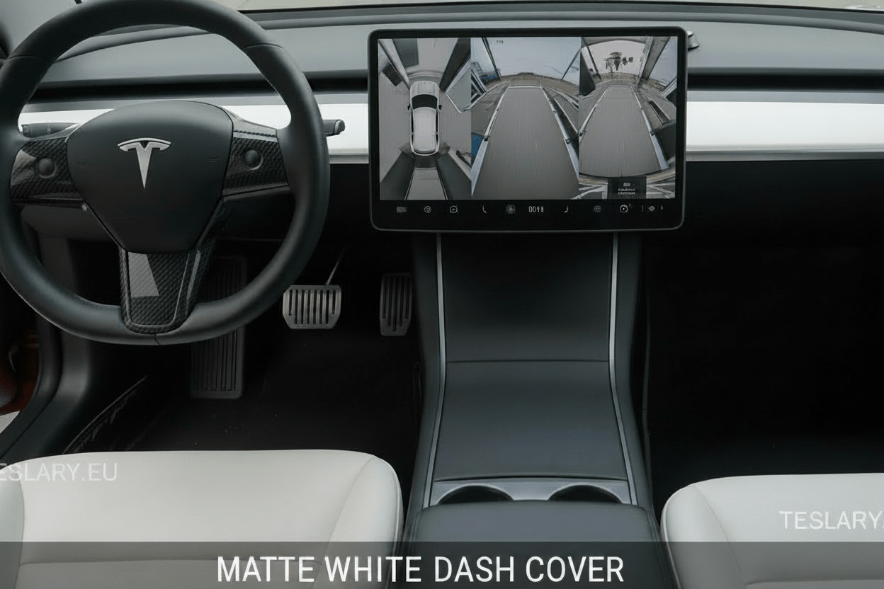 Premium Dashboard Cover for Tesla Model 3 / Y Carbon Fiber Matte , Carbon Fibre Gloss , Red , Black Matte , Black Gloss , White and More - TESLARY Tesla Shop Accessories Europe Nederlands Dublin Cork Ireland Deutschland Espana Alicante France Italia