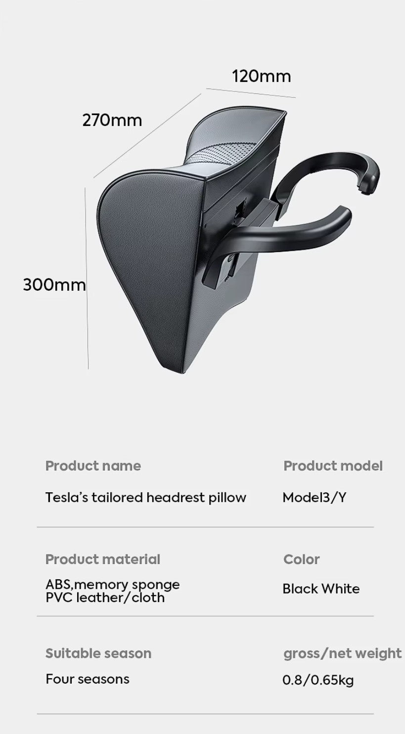 Premium Headrest Pillow with Support for Neck for Tesla Model 3 , Y , Highland & Juniper - TESLARY Tesla Shop Accessories Europe Nederlands Dublin Cork Ireland Deutschland Espana Alicante France Italia