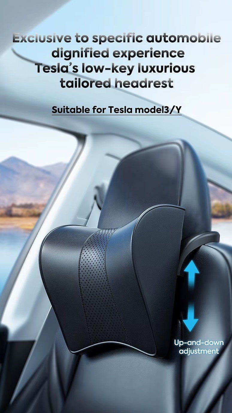 Premium Headrest Pillow with Support for Neck for Tesla Model 3 , Y , Highland & Juniper - TESLARY Tesla Shop Accessories Europe Nederlands Dublin Cork Ireland Deutschland Espana Alicante France Italia