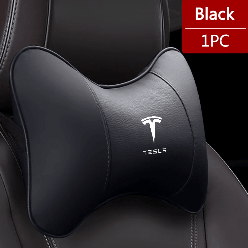Premium PU Leather Head and Neck Rest & Protector Pillows For Tesla Model 3 Y S X with Logo - TESLARY Tesla Shop Accessories Europe Nederlands Dublin Cork Ireland Deutschland Espana Alicante France Italia