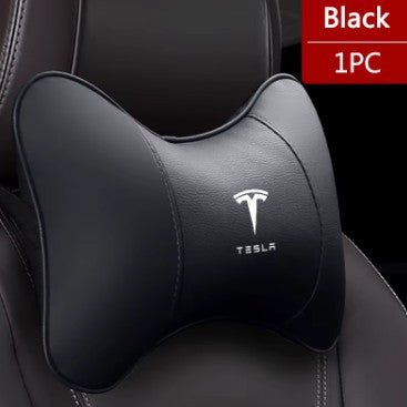 Premium PU Leather Head and Neck Rest & Protector Pillows For Tesla Model 3 Y S X with Logo - TESLARY Tesla Shop Accessories Europe Nederlands Dublin Cork Ireland Deutschland Espana Alicante France Italia