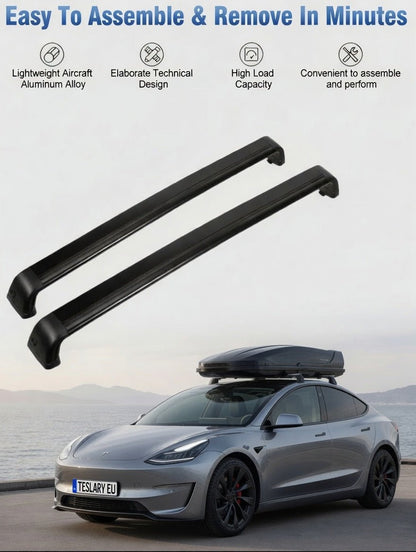 Premium Roof Rack Cross Bars for Tesla Model 3 , Y , Juniper & Highland - TESLARY Tesla Shop Accessories Europe Nederlands Dublin Cork Ireland Deutschland Espana Alicante France Italia