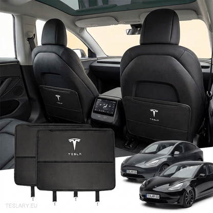 Premium Seat Kick Protection PU Leather Cover with Logo for Tesla Model 3 Highland , Model Y , Juniper Standard , Juniper Premium - TESLARY Tesla Shop Accessories Europe Nederlands Dublin Cork Ireland Deutschland Espana Alicante France Italia