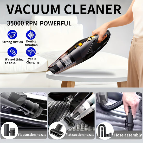 Car Vacuum Cleaner Handheld Vacuum Cleaner with 6000PA Super Strong Suction 1800mAh Large Capacity Low Noise with Five Matching Accessories for Car Interior Care Home And Pet Cleaning Ideal Accessory for your Tesla